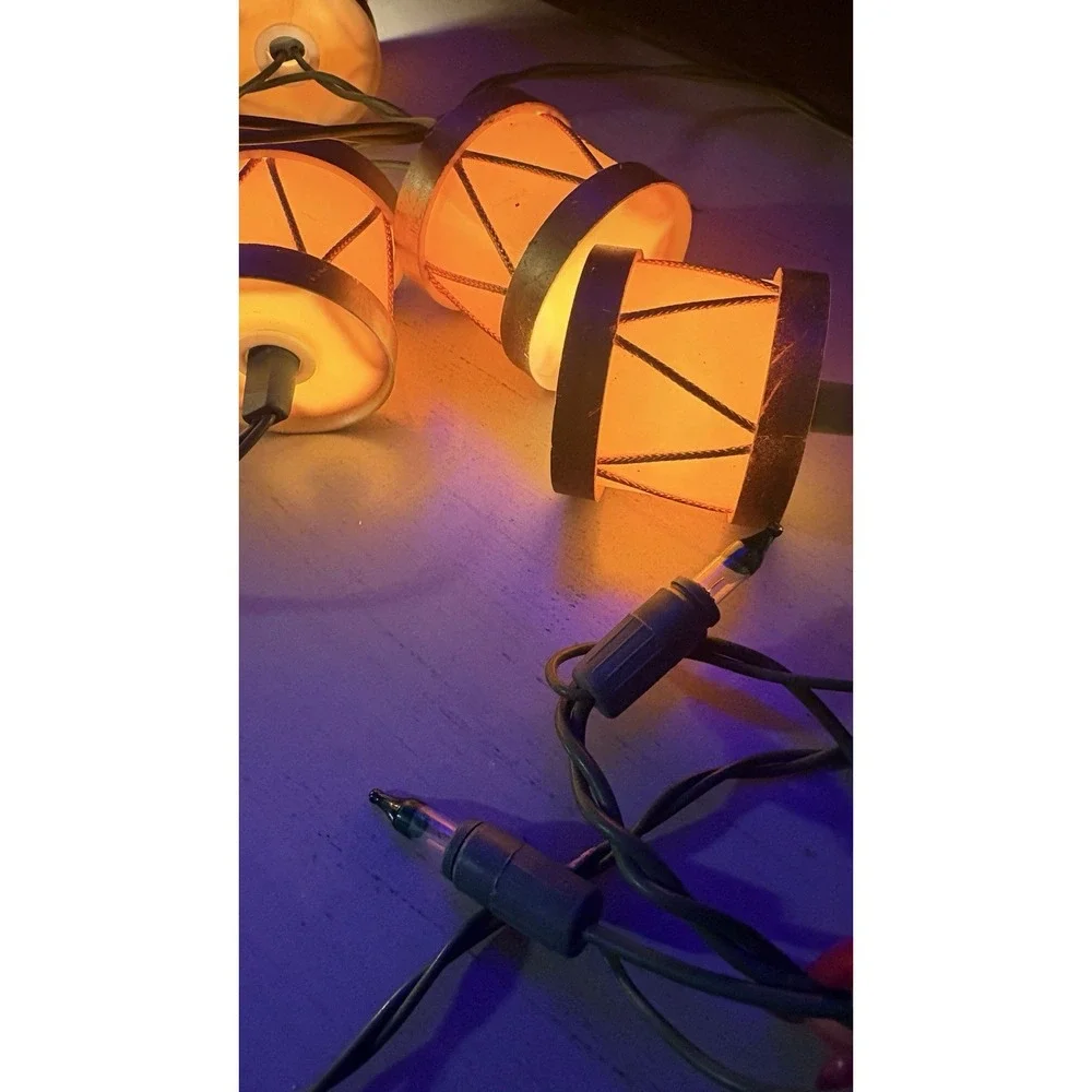 2 Sets-VTG Drum String Lights 20 Lantern Christmas Patio Tiki Luau Mid Century